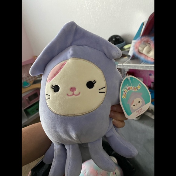 Karina the cat dressed up as squid costume squishmallow purple squish - Picture 1 of 1